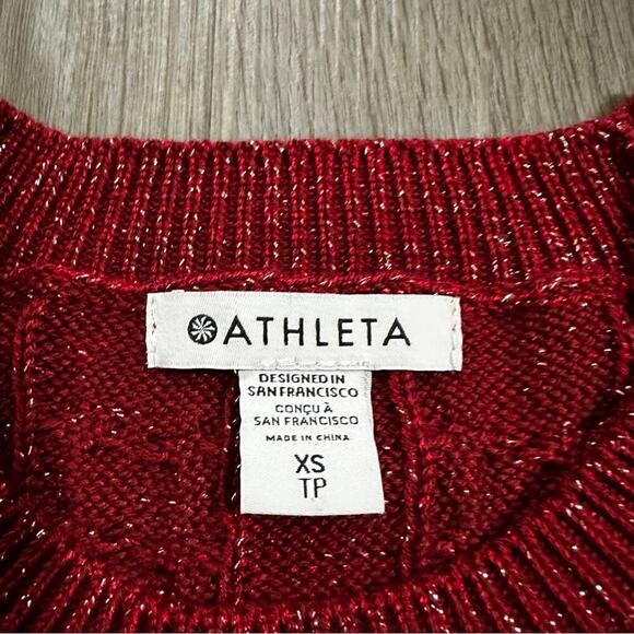 Athleta Crossroads Crewneck Long Sleeve Sweater in Red Metallic Size XS - Picture 7 of 11